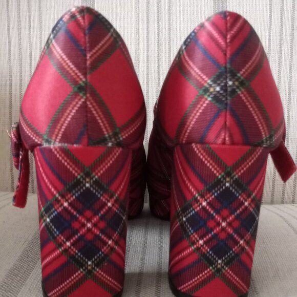 'C Comfort' Est 1946' Plaid/Tartan Platform Block Heeled Shoes Size 7M EUC - Picture 2 of 13